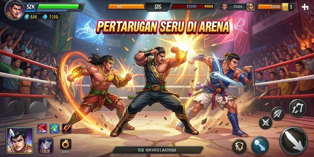 Screenshot gameplay 5ZK yang menunjukkan aksi pertarungan mendebarkan.