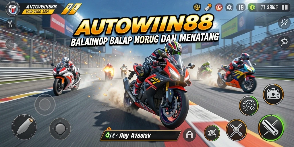 Tampilan gameplay balap motor yang mendebarkan di AUTOWIN88.