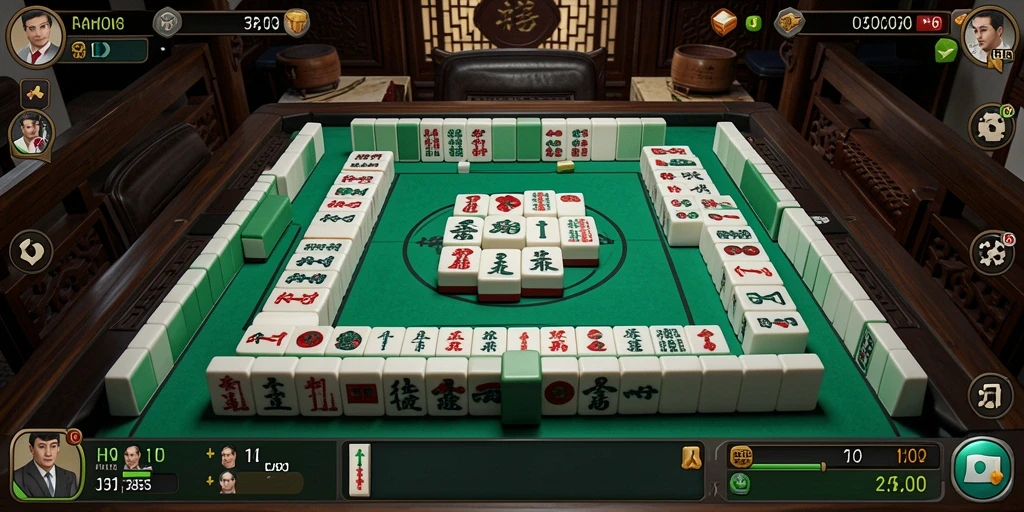 Screenshot gameplay HO3 menampilkan suasana Mahjong yang seru.