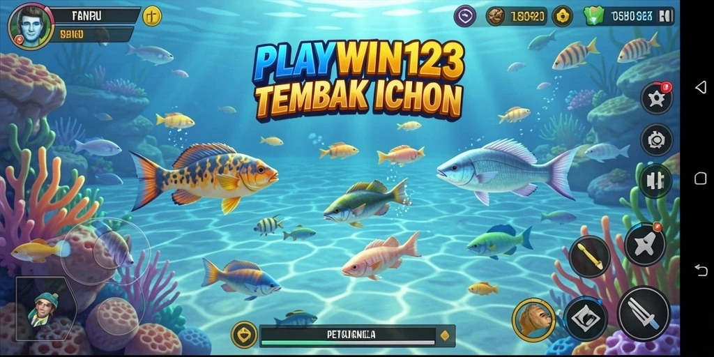 Tangkapan layar menampilkan aksi seru dalam permainan Tembak Ikan.